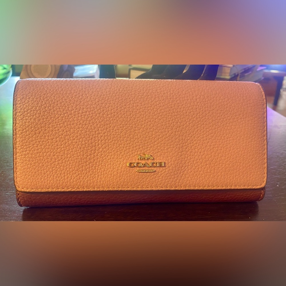 Coach leather wallet. Two-tone, pink and burgundy.